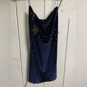 Velvet blue with stars dress